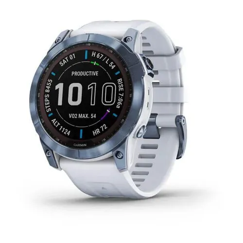 Garmin Fenix X Sapphire Solar Jasnoniebieski Tytan Z Bialym Paskiem