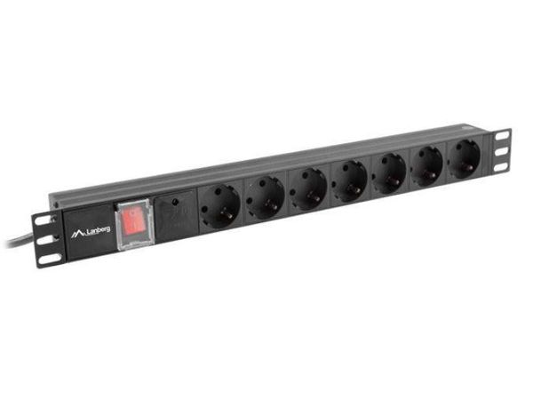 LANBERG Rack PDU 19" 2m czarny C14 PDU-07F-0200-IEC-BK Listwa zasilająca