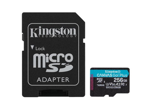 KINGSTON 256GB microSDXC Canvas Go Plus 170R A2 U3 V30 Card + ADP Karta pamięci