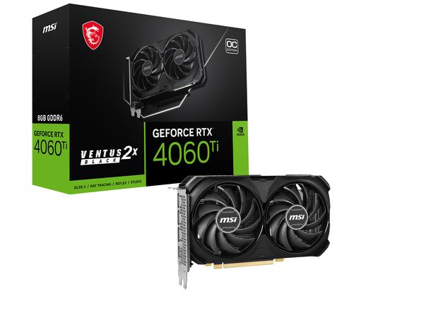 MSI GeForce RTX 4060 Ti Ventus 2X Black OC 8GB GDDRX6 128bit RTX 4060 Ti VENTUS 2X BLACK 8G OC Karta graficzna