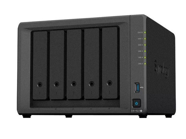 SYNOLOGY Serwer NAS DS1522+ 5x0HDD AMD Ryzen R1600 2,6Ghz 8GB 4x1GbE RJ45 3Y Dysk sieciowy