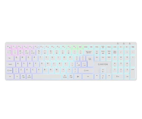 CANYON Klawiatura HKB-W11 UK/US RGB Dwa Tryby Bezprzewodowa Biała CNS-HBTK11W