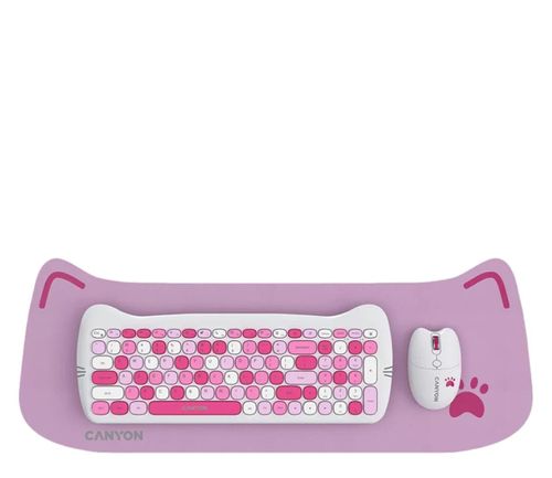 CANYON Zestaw klawiatura i mysz HSET-W6 Pink z podkładką CNS-HSETW6PK