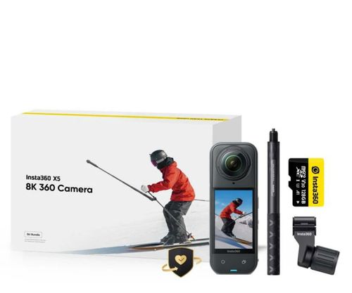 Kamera sferyczna INSTA360 X5 SKI Bundle, filmy 360° w rozdzielczości 8K/30 FPS, Wi-Fi, Bluetooth