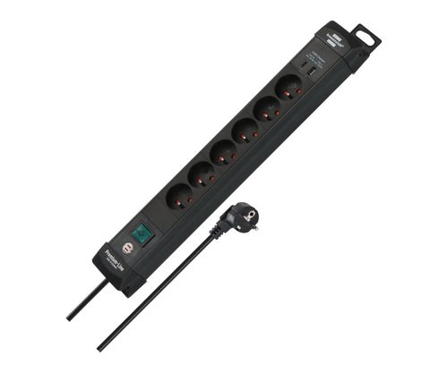 Brennenstuhl Premium-Line 6 gniazd 3m USB-C PD 30W USB-A 18W Czarny