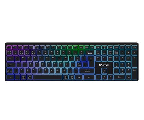 CANYON Klawiatura HKB-W11 UK/US RGB Dwa Tryby Bezprzewodowa Czarna CNS-HBTK11B