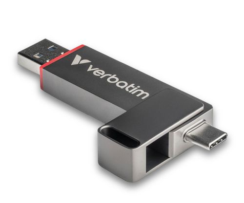 Pendrive VERBATIM Dual QuickStick 1TB, USB-C / USB 3.2 Gen 1, Odczyt 550 Mb/s, Zapis 500 Mb/s Szaro-czerwony