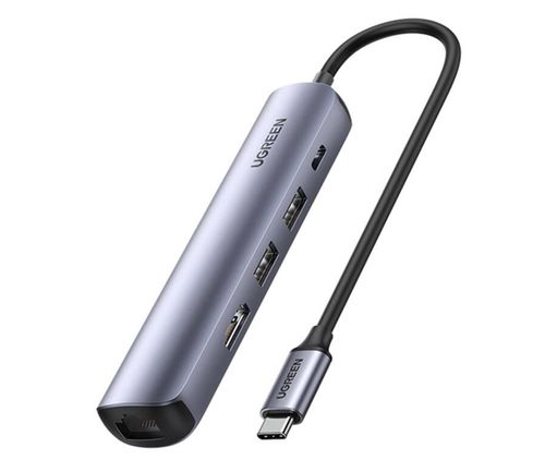 UGREEN Revodok CM418 USB-C do 2x USB HDMI 4K 30 Hz RJ45 1Gbps PD 100W Szary