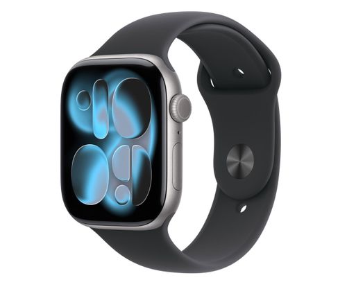 Apple Watch Series 11 GPS+Cellular koperta 46 mm z aluminium w kolorze gwiezdnej szarości, pasek sportowy w kolorze czarnym - rozmiar S/M