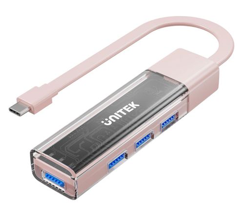 Unitek H1319APK01 USB C/USB A 5Gbps 4x USB A Różowy