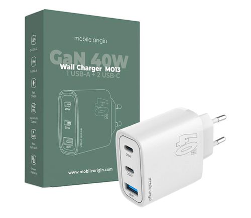 Mobile Origin GaN 40W Wall Charger MO13 1 USB-A + 2 USB-C FRL-GAN40W-MO13