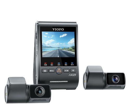 Wideorejestrator VIOFO A329T 3CH HDR, GPS, Wi-Fi, Kamera z teleobiektywem, Kamera tylna