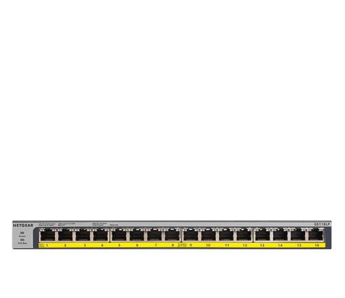 Switch NETGEAR GS116LP-100EUS Gigabit Ethernet, 16 portów, Funkcja PoE