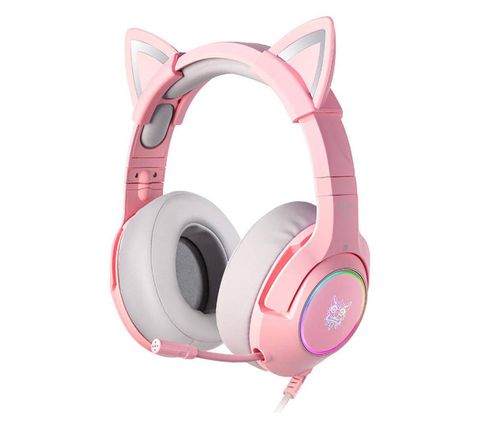 Słuchawki ONIKUMA K9 Cat RGB Nauszne, Dźwięk przestrzenny Różowy