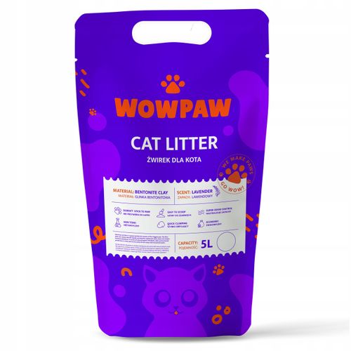 WOWPAW Żwirek bentonitowy
lawendowy 5l