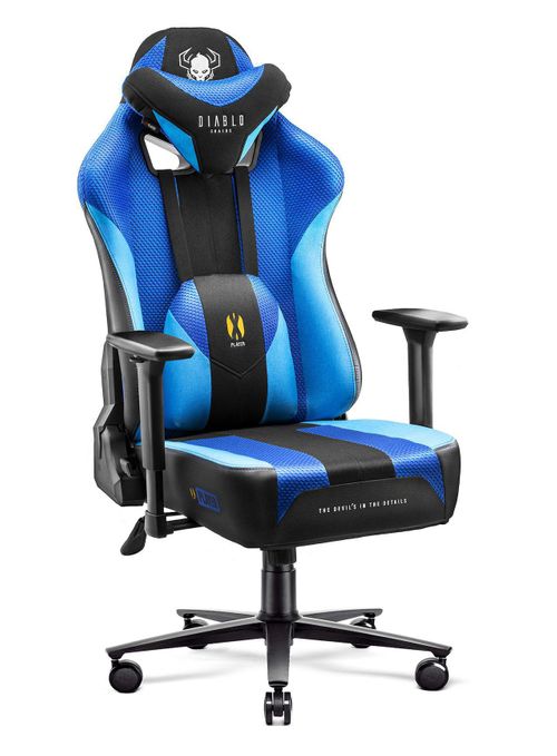 Diablo Chairs X-Player 2.0 Normal Size Gamingowy do 150kg Skóra ECO Tkanina Czarno-niebieski