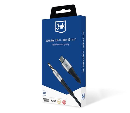 Kabel USB-C - Jack 3.5 mm 3MK Aux Cable 1 m Czarny