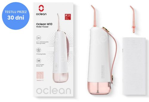 Irygator do zębów Oclean W10 + 2 końcówki biało-różowy