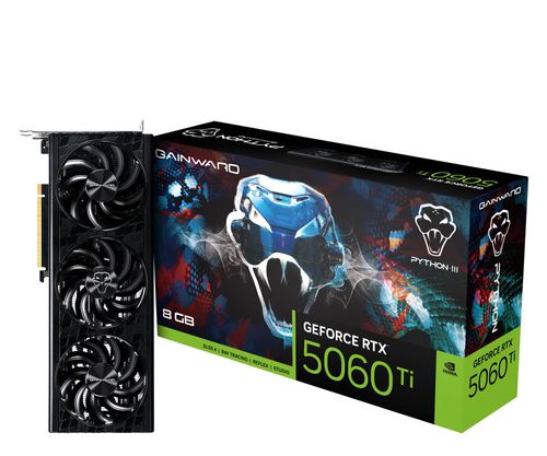 Karta graficzna Gainward GeForce RTX 5060 Ti Python III 8GB GDDR7 DLSS4 (NE7506T019P1-GB2062T)