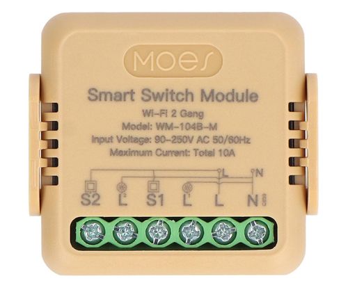 MOES Przekaznik dopuszkowy podwójny Mini Wi-Fi TUYA MS-104B-M