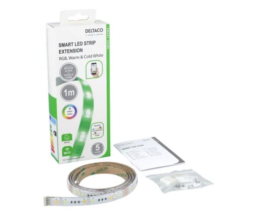 DELTACO SMART H LED strip extens 1m RGB 2700K6500K 6pin fits SHLS3M SH-LSEX1M