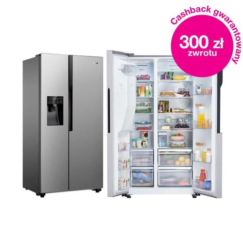 Zdjęcia - Lodówka Gorenje NRS9EVX No Frost 179,3cm Srebrna Podajnik Wody Kostkarka & 