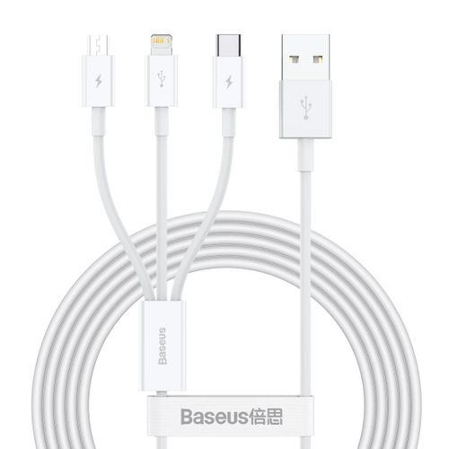 BASEUS Superior Series, USB-A do micro USB/USB-C/Lightning, 3.5A, 1.2m (biały)