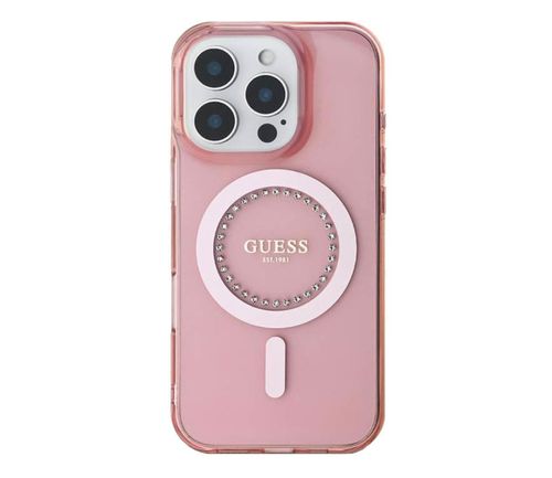 Guess IML Rhinestones MagSafe do iPhone 16 Pro Max Różowy