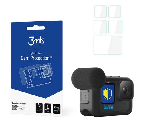 Szkło hybrydowe 3MK FlexibleGlass Cam Protection do HERO9/10/11 Black