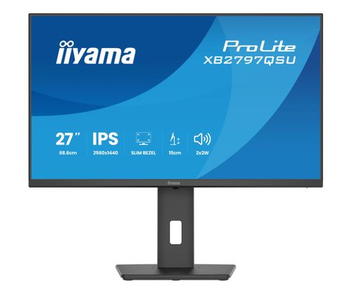 IIYAMA Monitor ProLite 27 cali XB2797QSU-B1 IPS,QHD,2xHDMI,DP,350cd,75Hz,1000:1, USB HUB,x4 ((2x Type-A v.3.2 Gen 1 (5Gbps, 4.5W) 2x Type-C (5Gbp