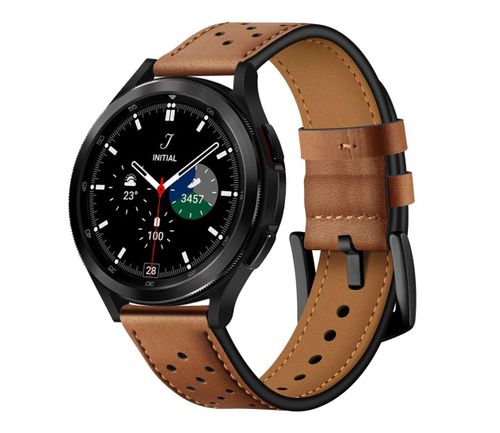Pasek TECH-PROTECT Leather do Samsung Galaxy Watch 4/5/5 Pro/6/FE (szerokość paska 20 mm) Brązowy