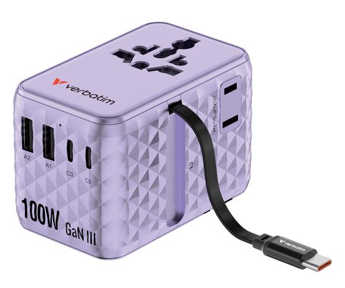 Adapter podróżny VERBATIM Charge N Travel Fioletowy (Globalny)