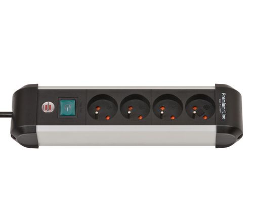 Brennenstuhl Premium-Alu-Line 1391034400 4 gniazda 1,8m Czarno-srebrny