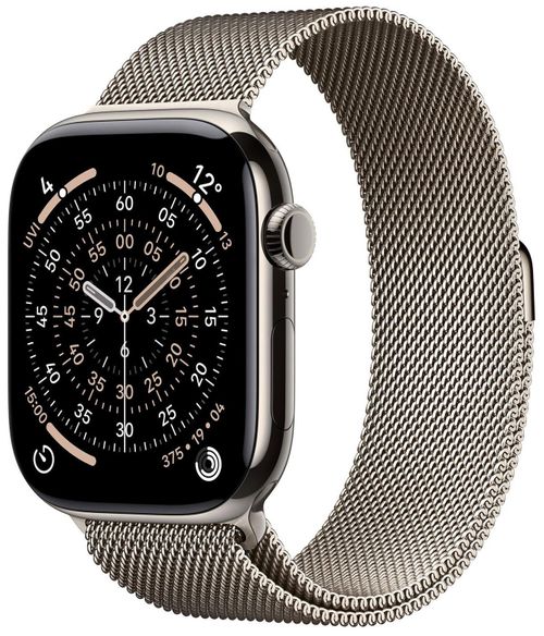 Apple Watch Series 11 GPS + Cellular koperta 46 mm z tytanu w kolorze naturalnym, bransoleta mediolańska w kolorze naturalnym - rozmiar M/L